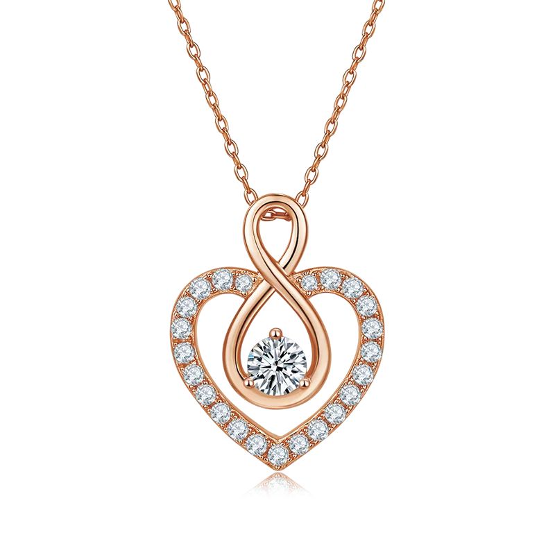 0.5 Ct 5mm Moissanite Heart Pendant Necklace in Silver