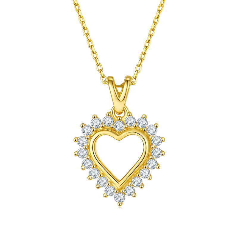 0.54Ct Round Moissanite Ladies Halo Heart Pendant Necklace