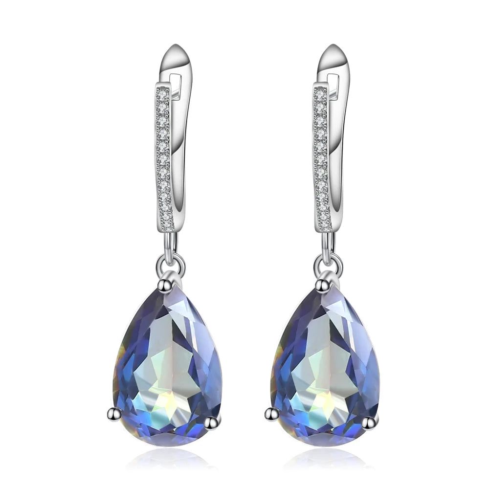 10.44Ct Natural Rainbow Mystic Quartz Earrings 925 Silver