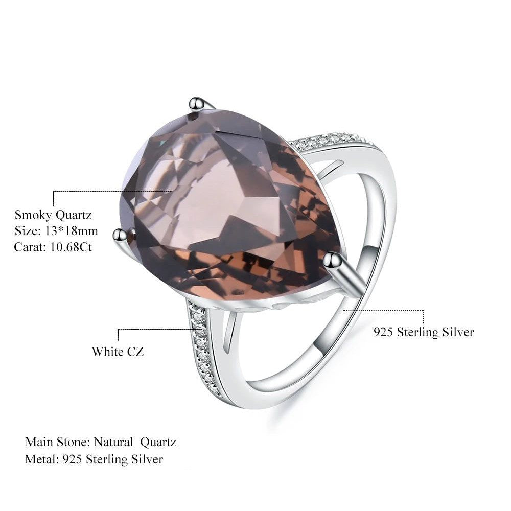 10.68ct Natural Smoky Quartz Cocktail Ring