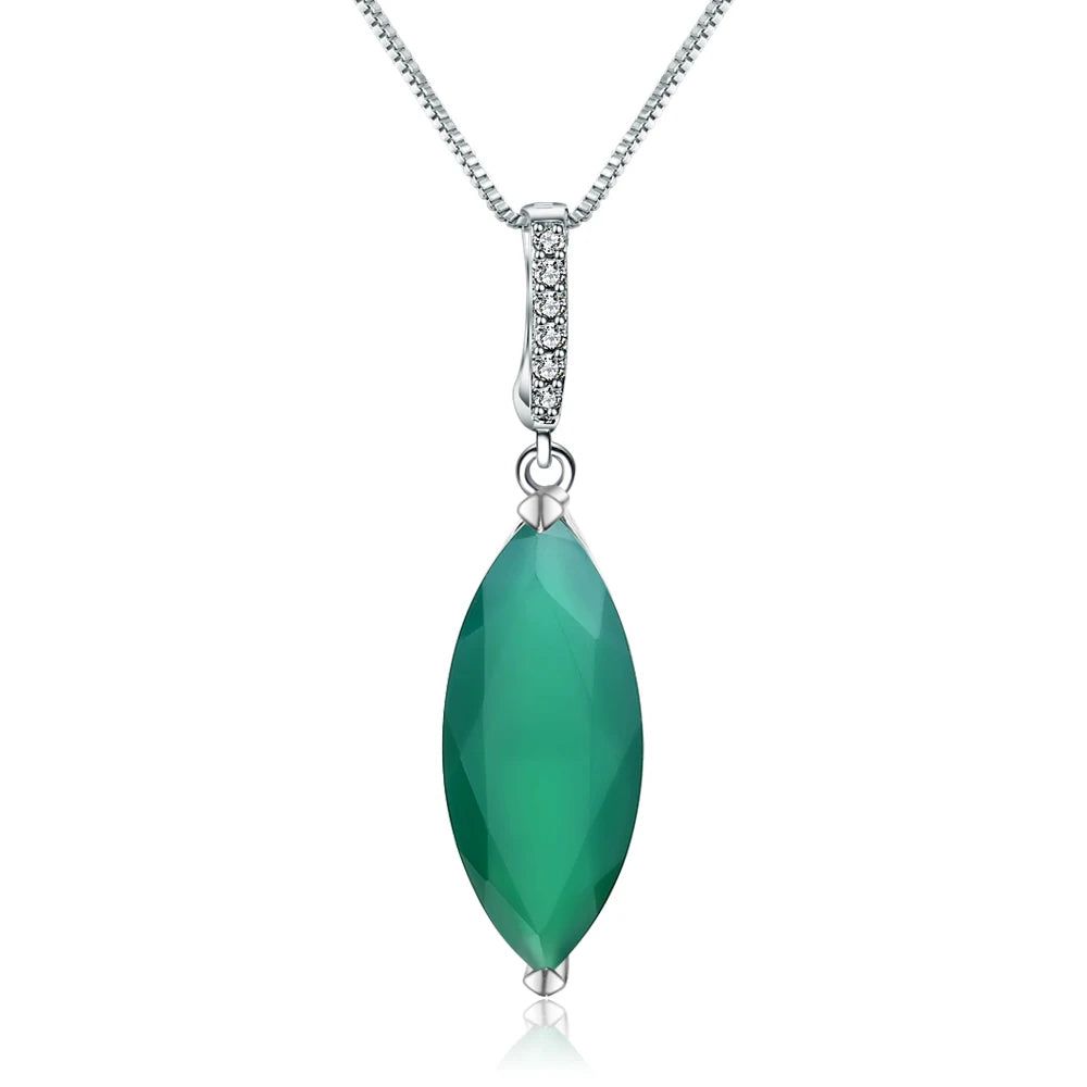 11.45Ct Marquise Natural Green Agate 925 Sterling Silver Necklace