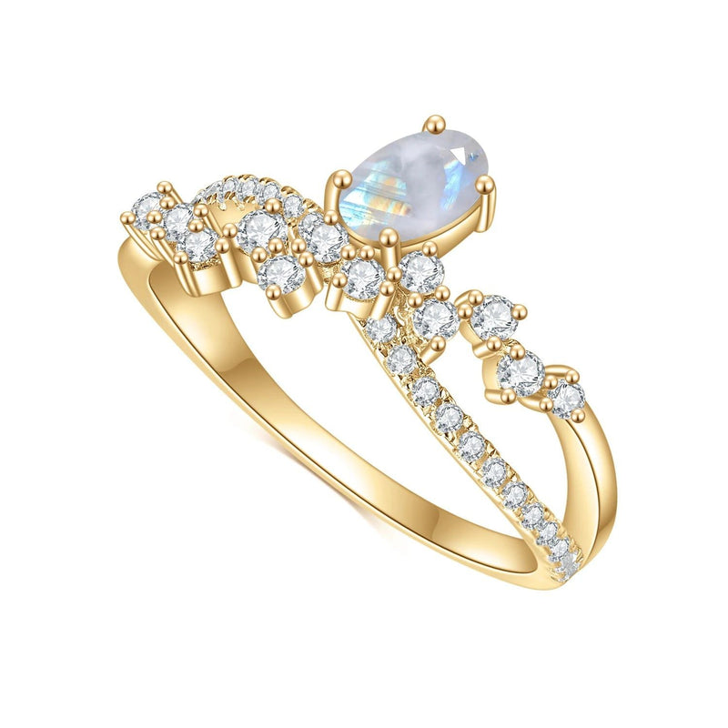 14K Gold Filled 925 Sterling Silver Milky Blue Moonstone Rings