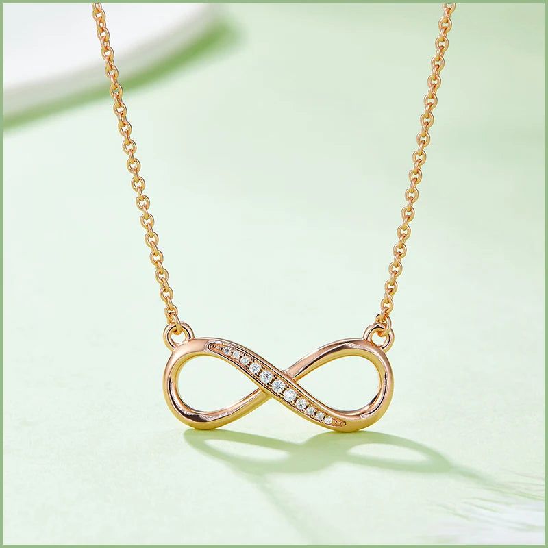 14k Rose Gold Moissanite Infinity Necklace For Her