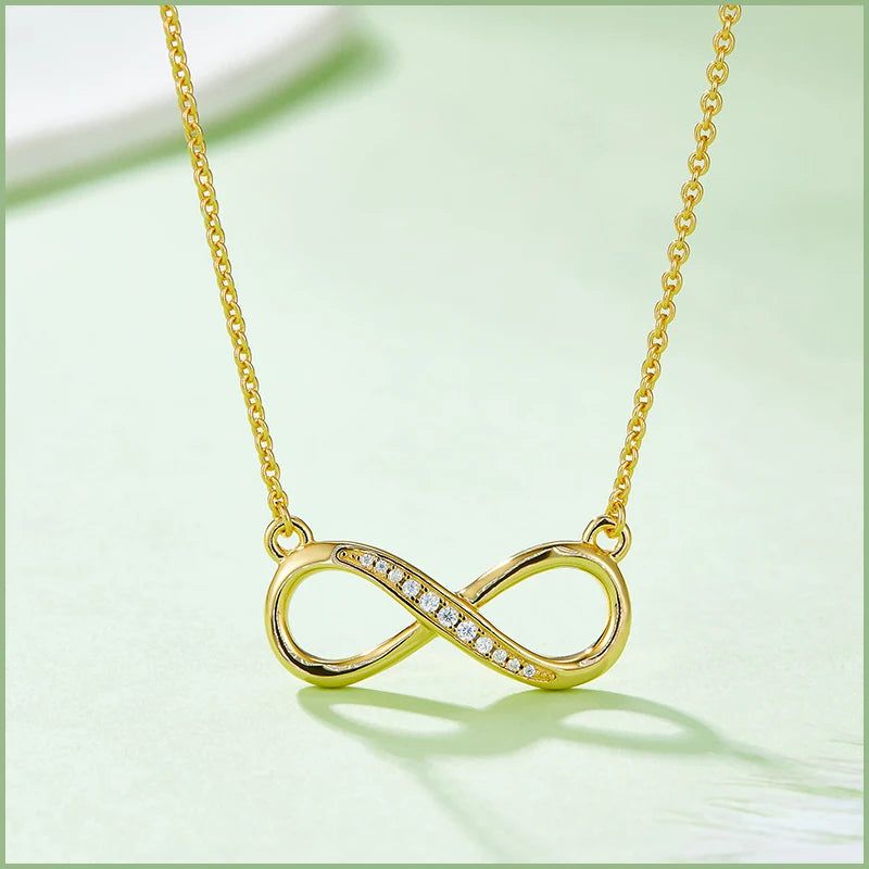 14k Rose Gold Moissanite Infinity Necklace For Her