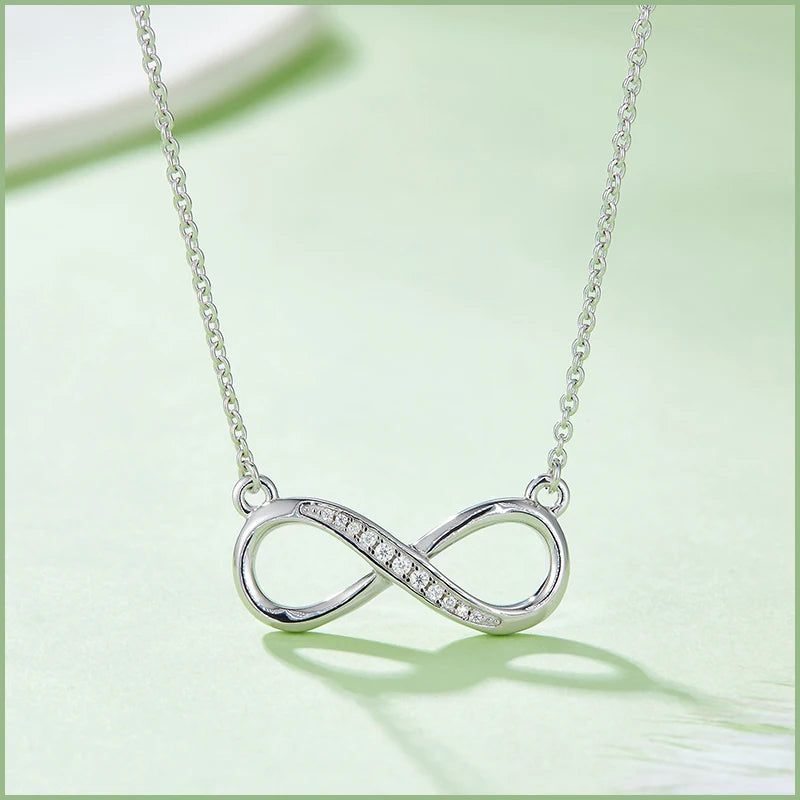 14k Rose Gold Moissanite Infinity Necklace For Her