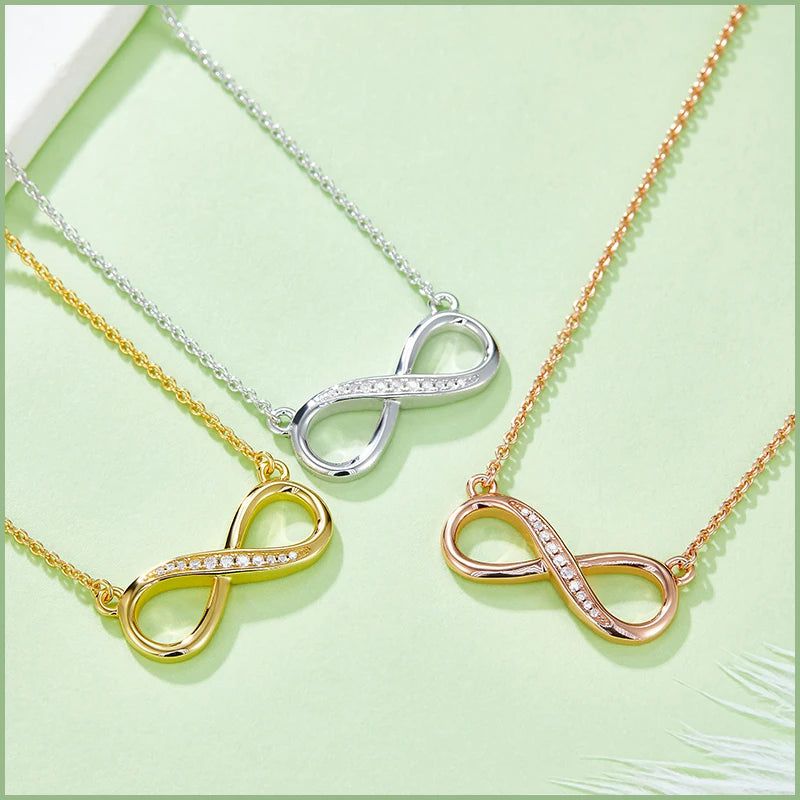 14k Rose Gold Moissanite Infinity Necklace For Her