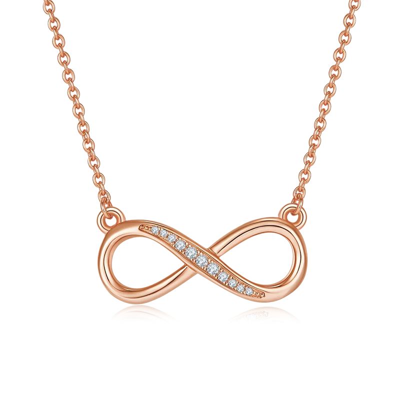 14k Rose Gold Moissanite Infinity Necklace For Her