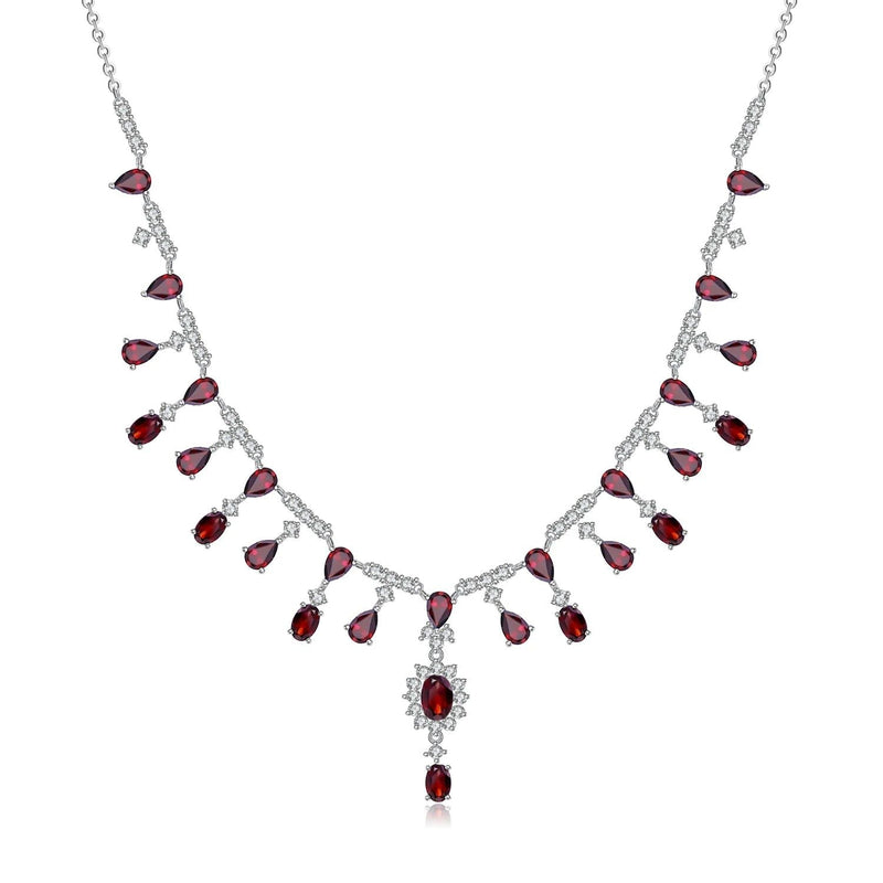 15.2Ct Natural Red Garnet Necklace 925 Silver Fine Jewelry