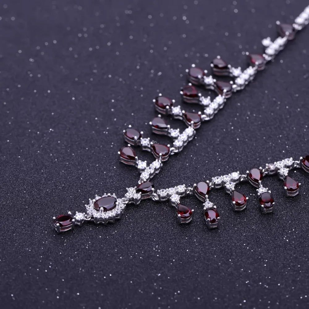 15.2Ct Natural Red Garnet Necklace 925 Silver Fine Jewelry