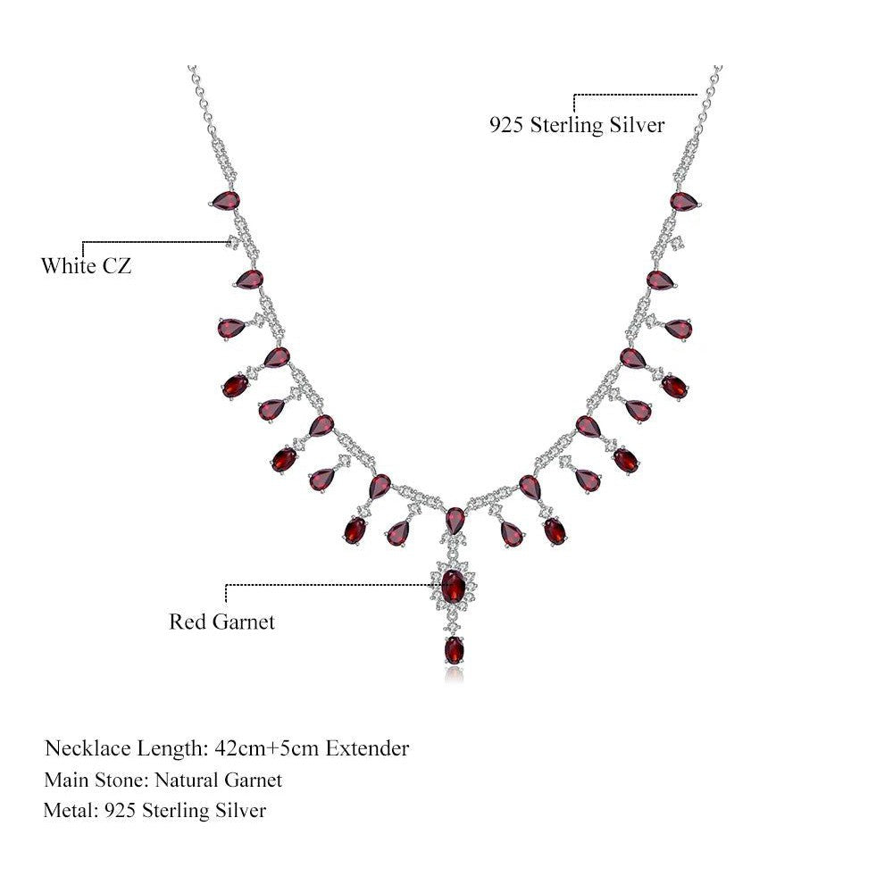 15.2Ct Natural Red Garnet Necklace 925 Silver Fine Jewelry