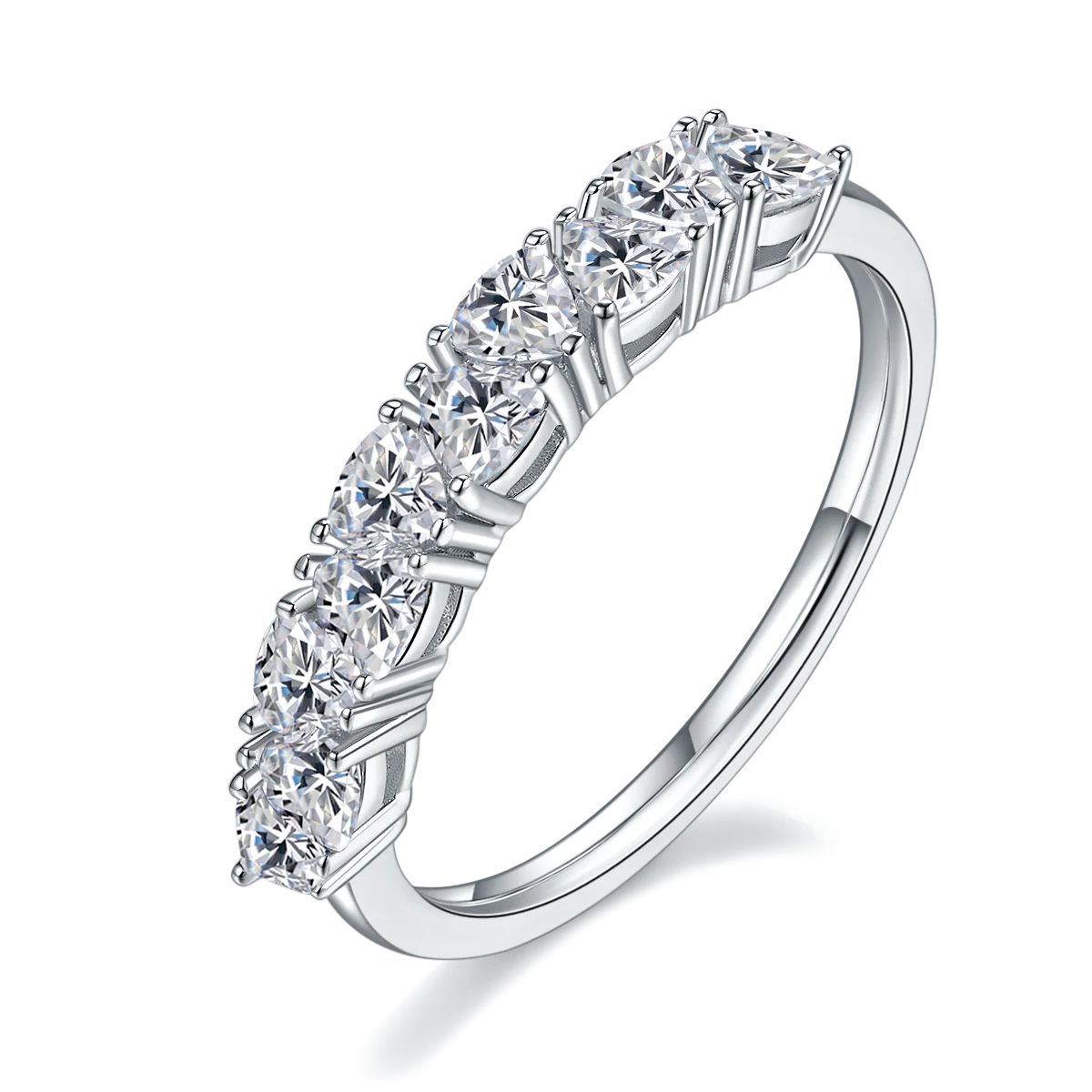 18K White Gold Plated Moissanite Diamond Band Ring