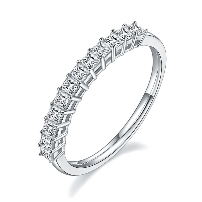 18K White Gold Plated Moissanite Diamond Band Ring