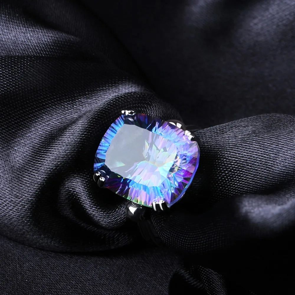 18.42Ct Natural Rainbow Fire Mystic Quartz Ring For Women