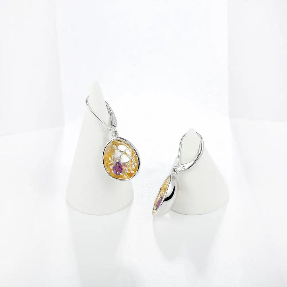 18k Gold Over 925 Silver Two Tone Handmade Earrings