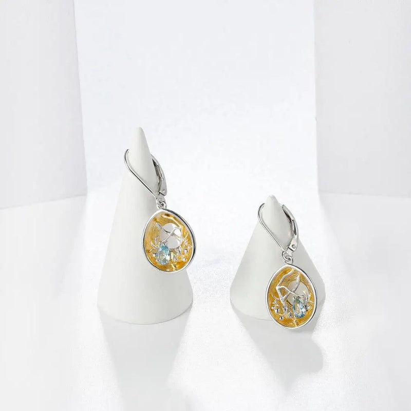 18k Gold Over 925 Silver Two Tone Handmade Earrings