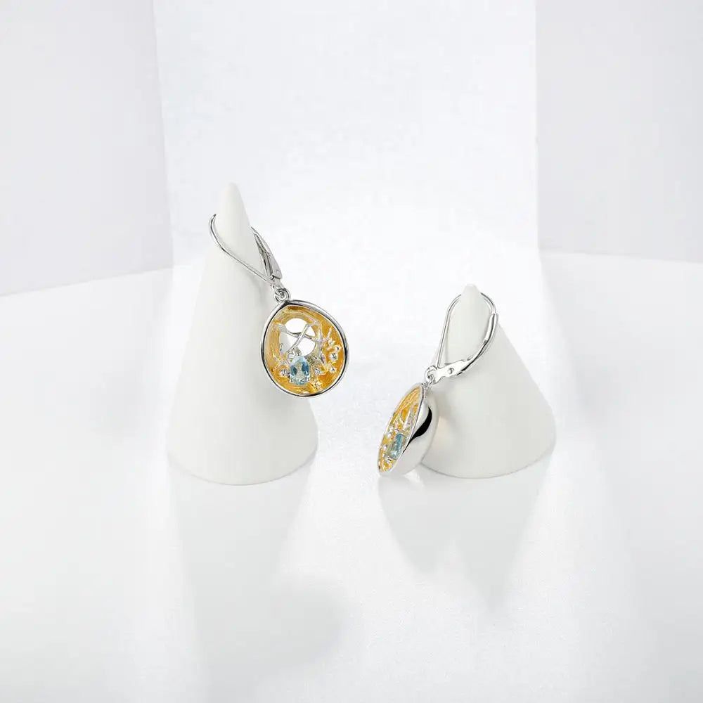 18k Gold Over 925 Silver Two Tone Handmade Earrings