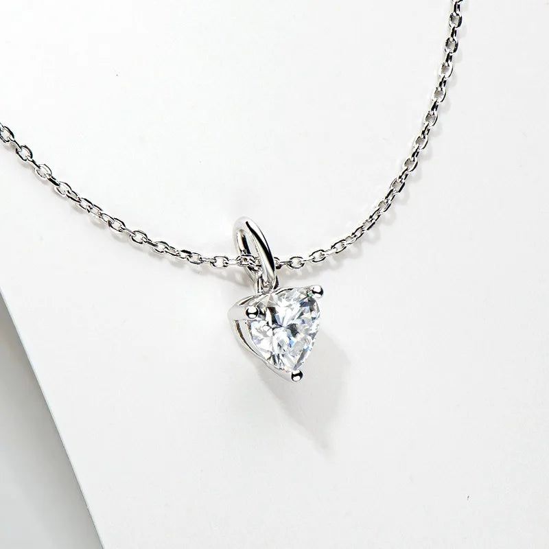 1.0 Ct Brilliant Heart Cut Moissanite VVS1 D Pendant Necklace