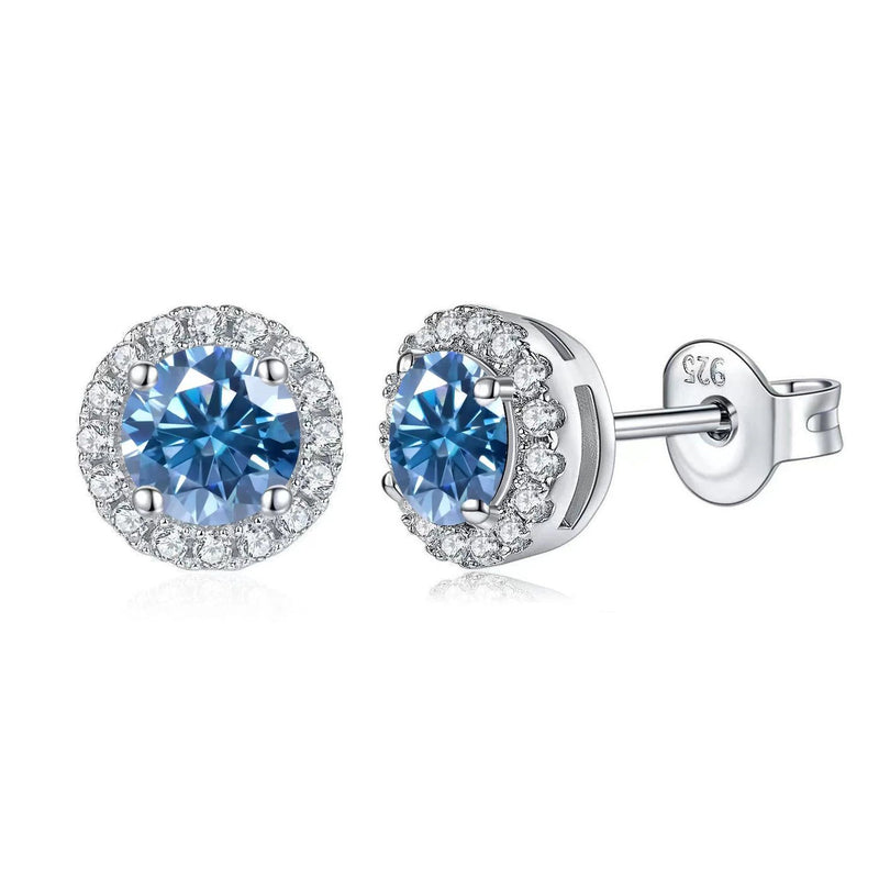 1.0CT Brilliant Round Classic Halo Moissanite Earring Studs