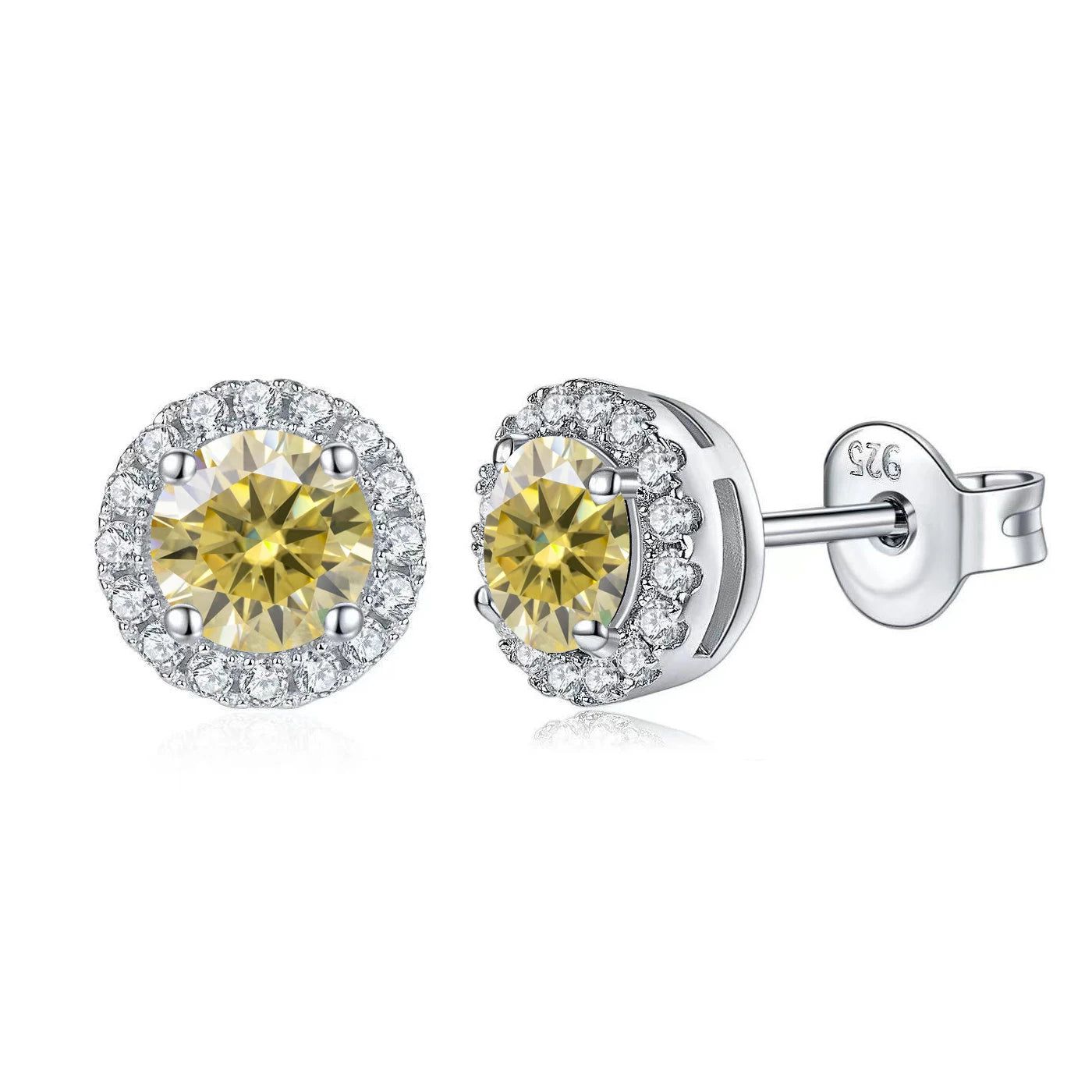 1.0CT Brilliant Round Classic Halo Moissanite Earring Studs