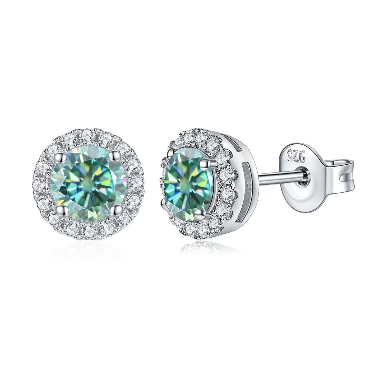 1.0CT Brilliant Round Classic Halo Moissanite Earring Studs