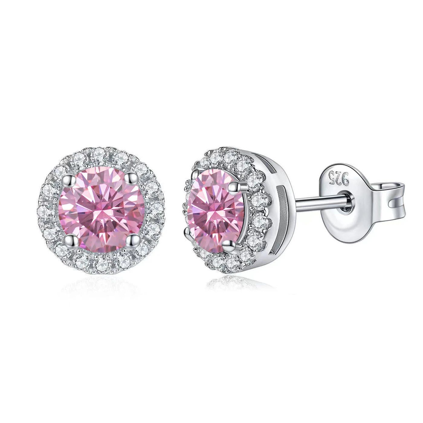 1.0CT Brilliant Round Classic Halo Moissanite Earring Studs