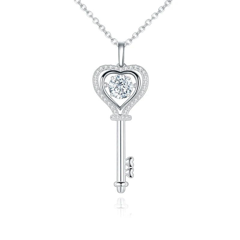 1.0Ct D Color Moissanite Diamond Key Pendant Necklace