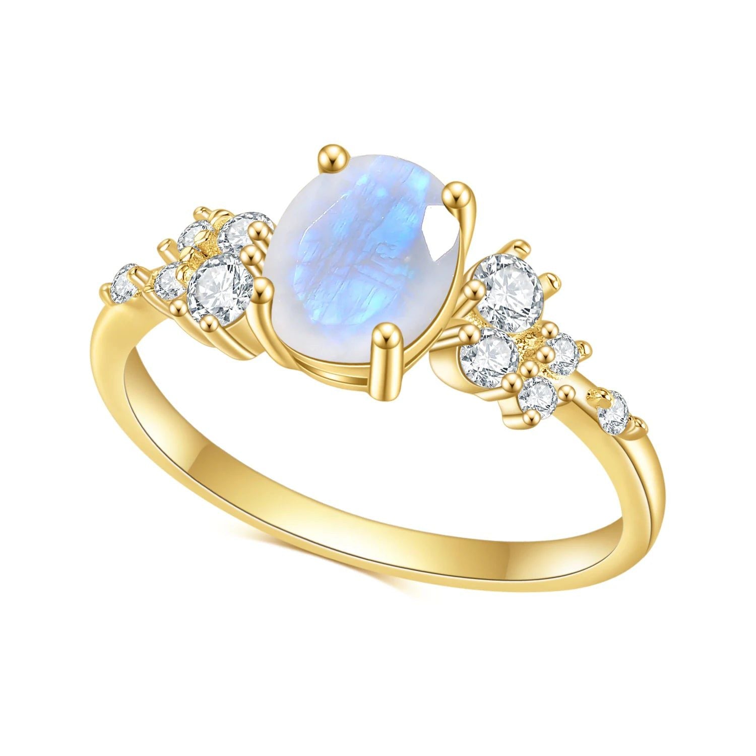 1.29CTW Oval Cut Milky Blue Moonstone Antique Rings