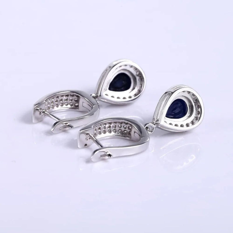 1.29ct Natural Sapphire Drop Earrings 925 Sterling Silver