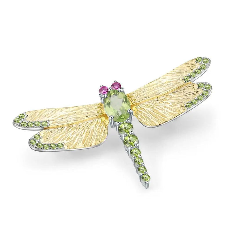 1.41Ct Natural Sky Blue Topaz Dragonfly Brooch 925 Silver