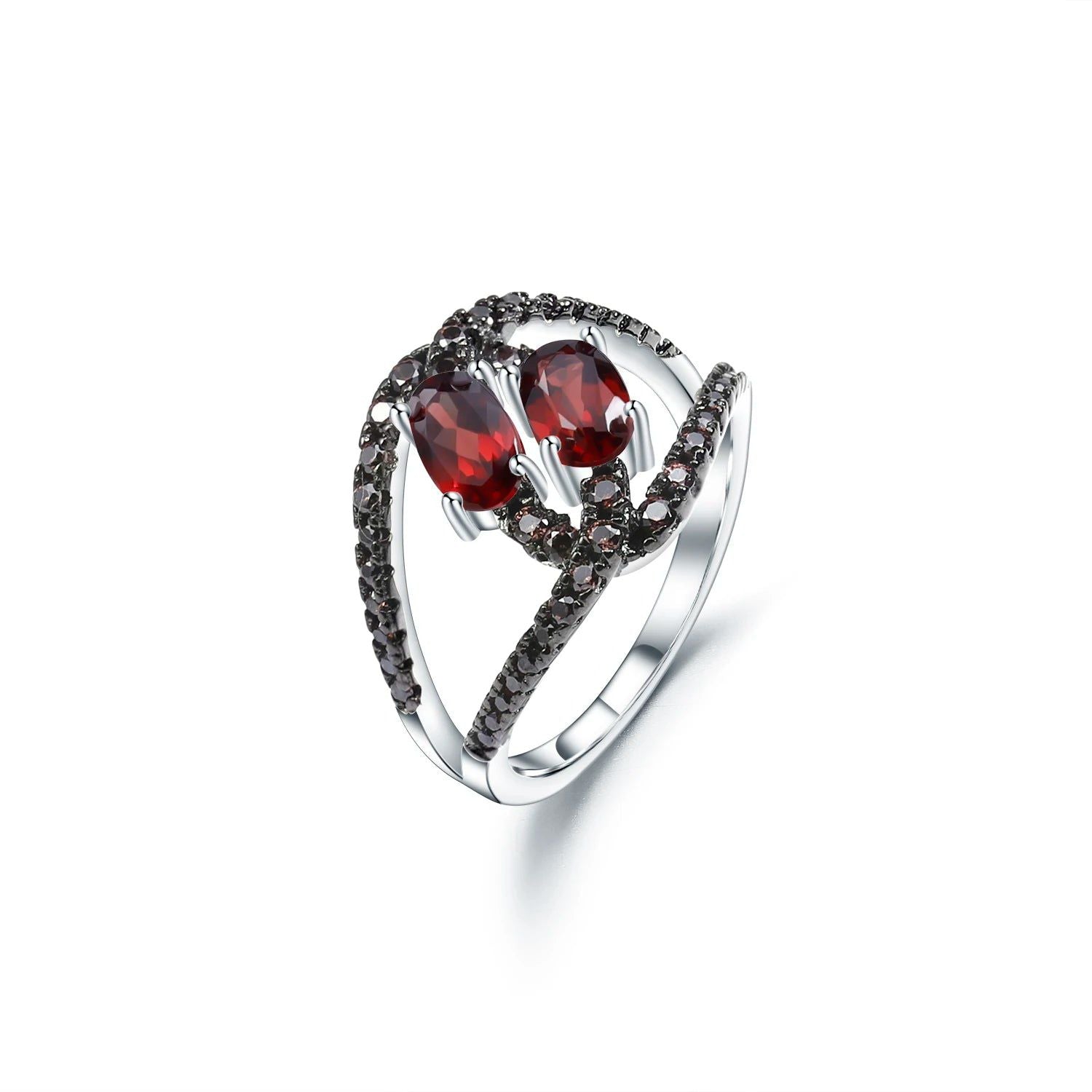 1.44Ct Oval Red Garnet Split Band Ring in 925 Silver