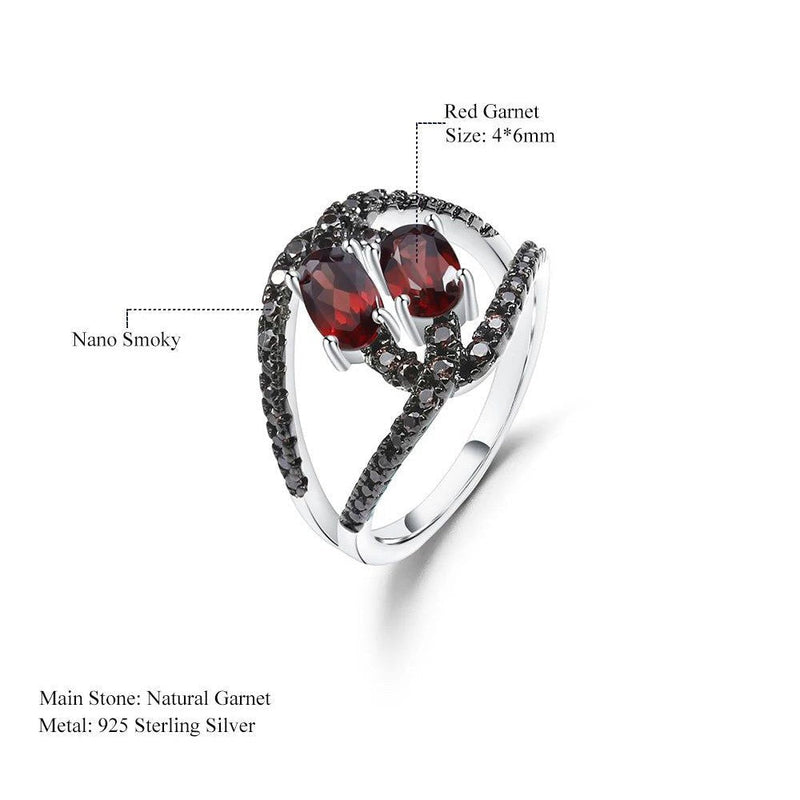 1.44Ct Oval Red Garnet Split Band Ring in 925 Silver