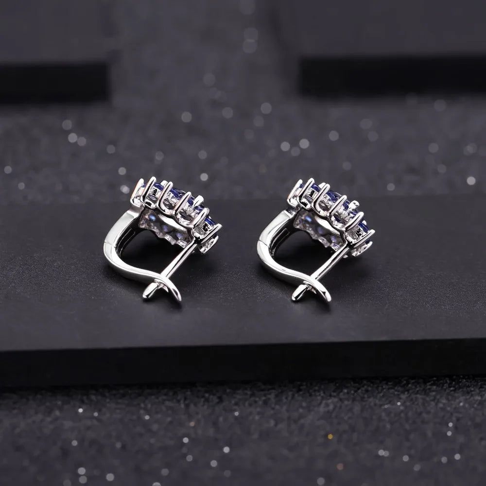 1.89Ct Blue Sapphire Sterling Silver Earrings