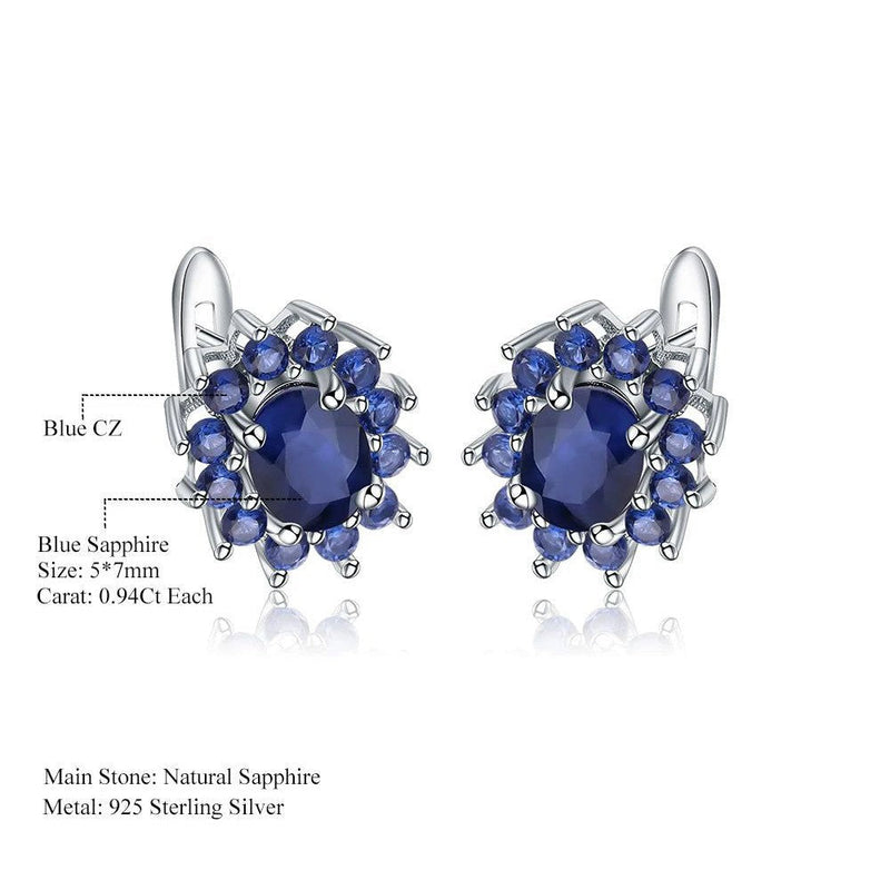 1.89Ct Blue Sapphire Sterling Silver Earrings