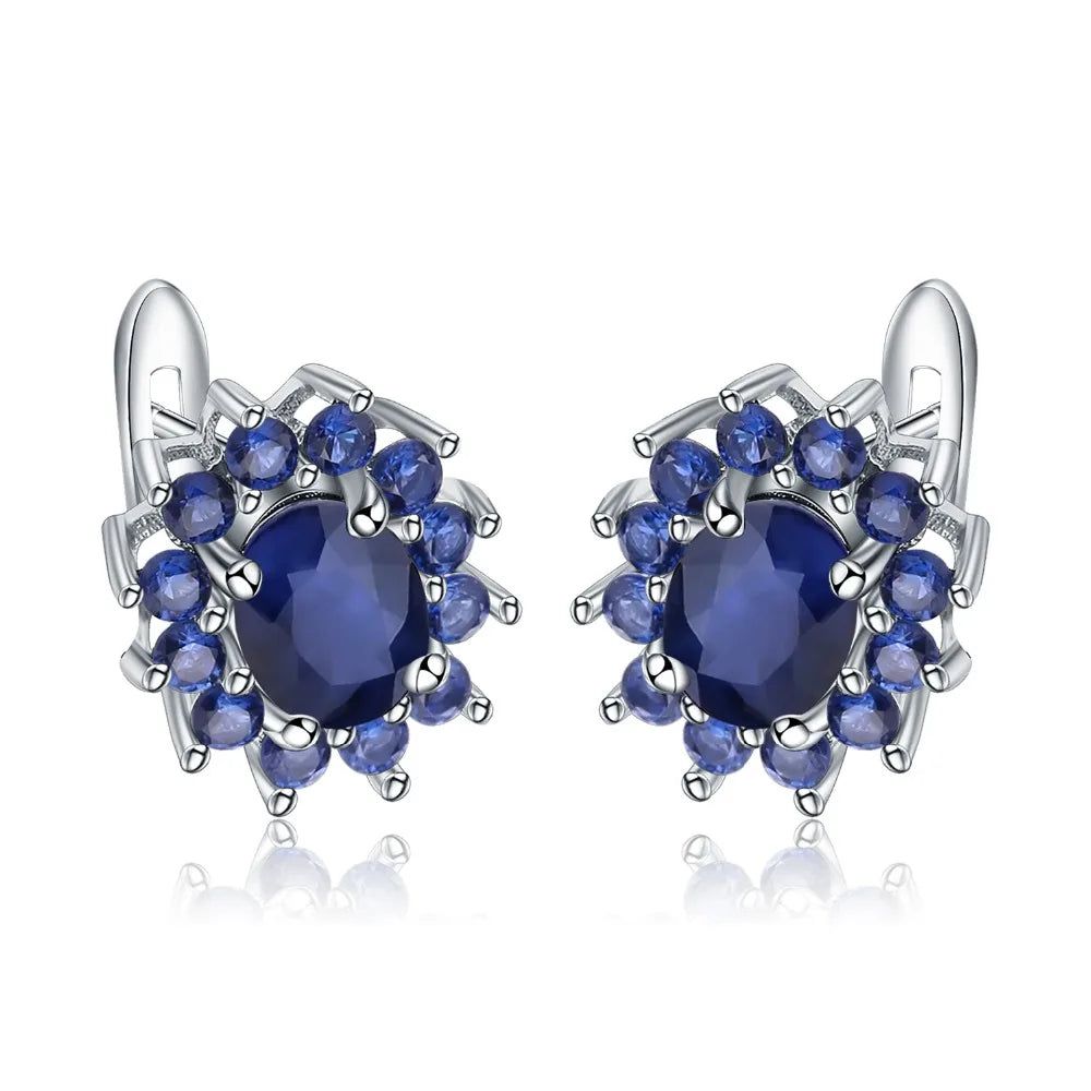 1.89Ct Blue Sapphire Sterling Silver Earrings