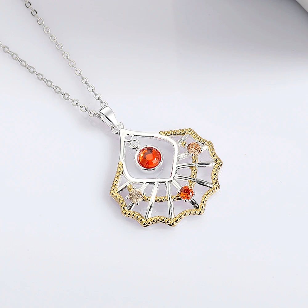 2023 Elegant Heart-Shaped Shell Pendant Necklace with Long Chain and Sparkling Zircon in Light Gold and Silver Plating