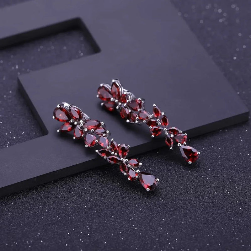 20.35Ct Natural Red Garnet Earrings 925 Sterling Silver Jewelry