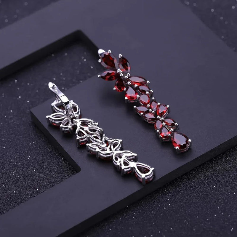 20.35Ct Natural Red Garnet Earrings 925 Sterling Silver Jewelry