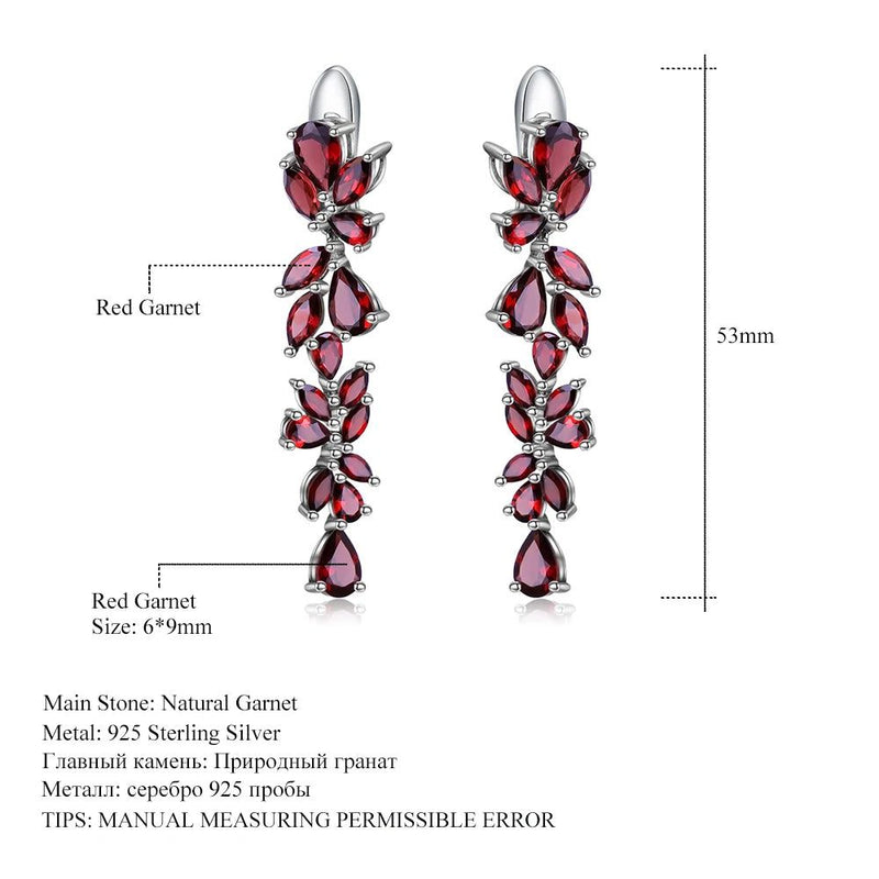 20.35Ct Natural Red Garnet Earrings 925 Sterling Silver Jewelry