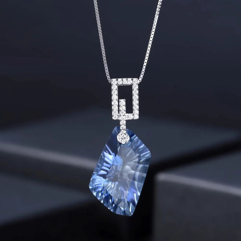 21.20Ct Natural Iolite Blue Mystic Quartz Necklace for Women