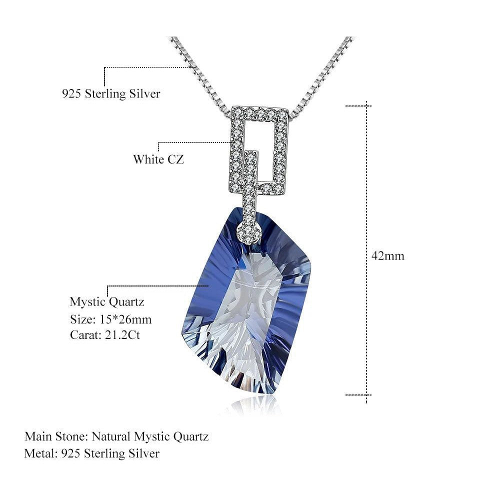 21.20Ct Natural Iolite Blue Mystic Quartz Necklace for Women