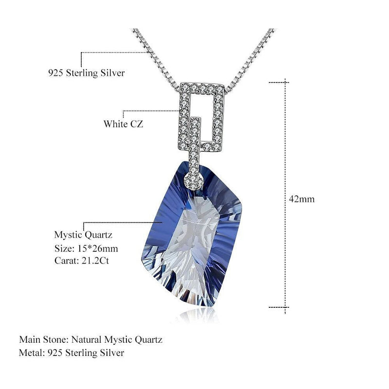 21.20Ct Natural Iolite Blue Mystic Quartz Necklace for Women