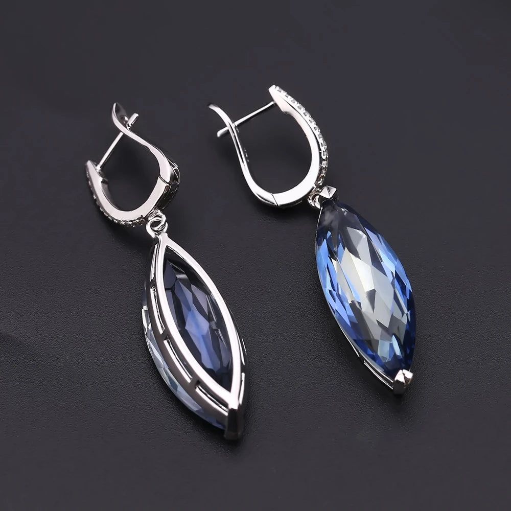 22.9Ct Iolite Blue Mystic Quartz Drop Earrings