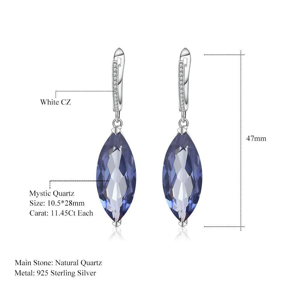 22.9Ct Iolite Blue Mystic Quartz Drop Earrings