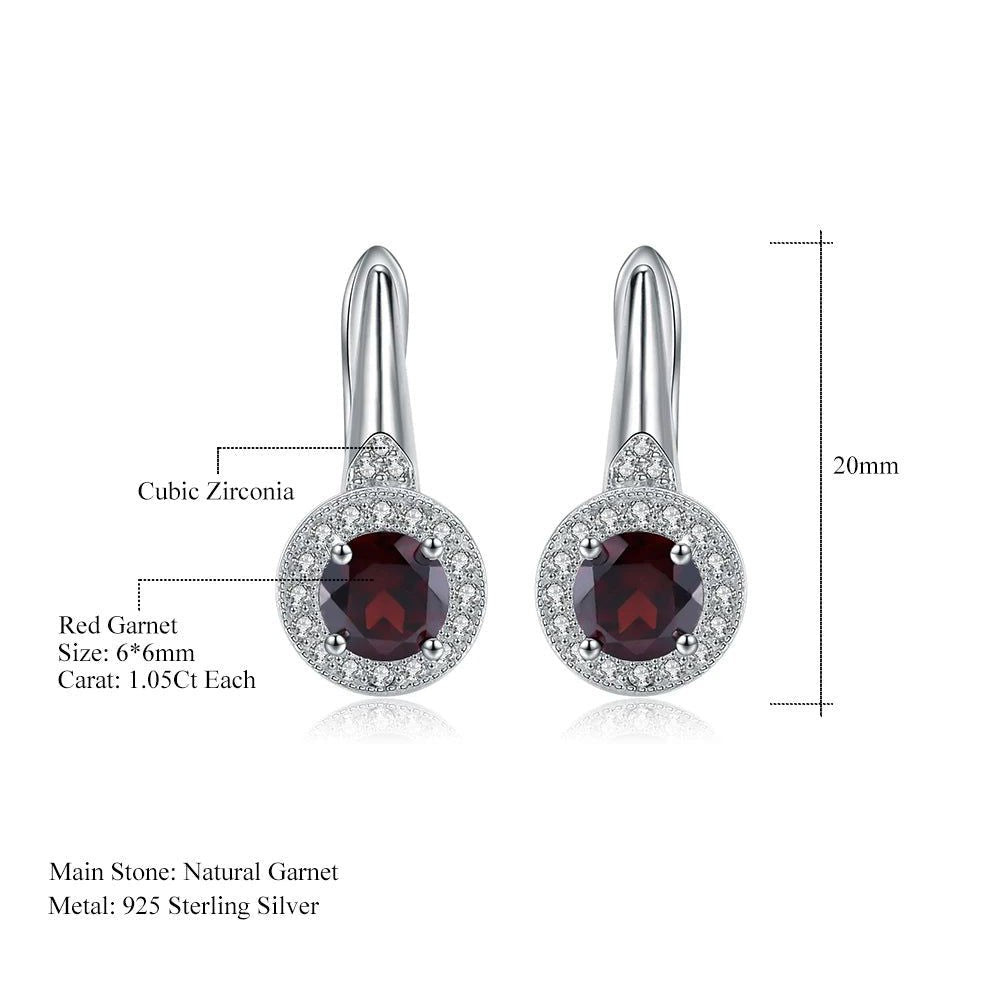 2.10Ct Natural Red Garnet Gemstone Earrings 925 Silver