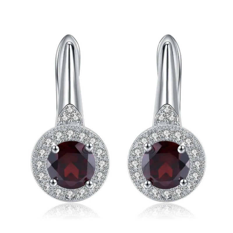 2.10Ct Natural Red Garnet Gemstone Earrings 925 Silver