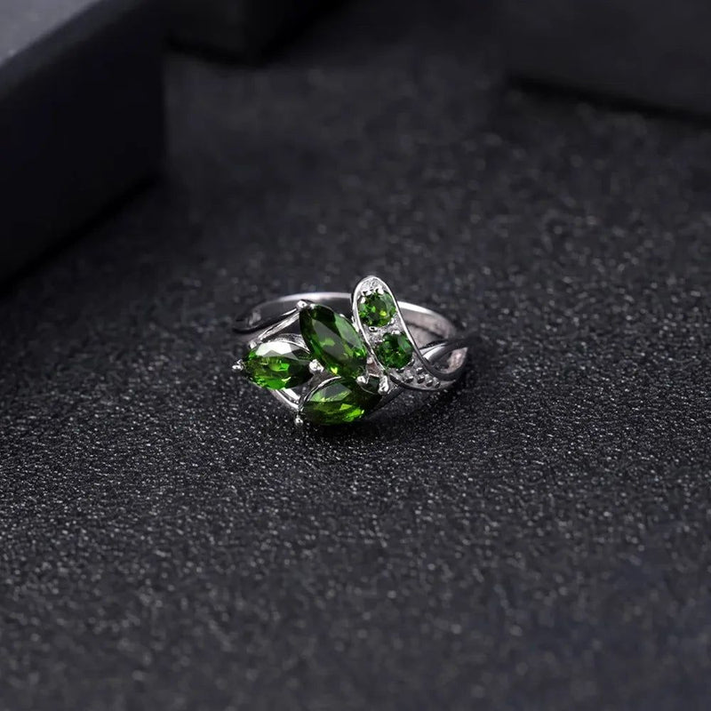 2.15Ct Natural Chrome Diopside Gemstone Ring 925 Silver