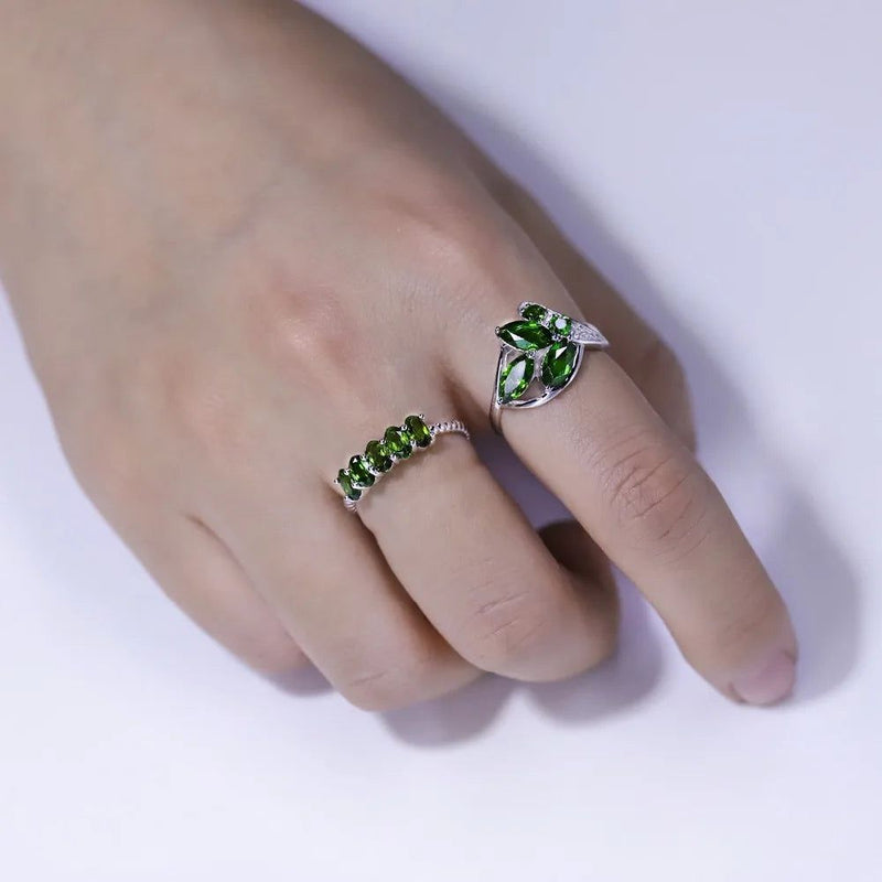 2.15Ct Natural Chrome Diopside Gemstone Ring 925 Silver