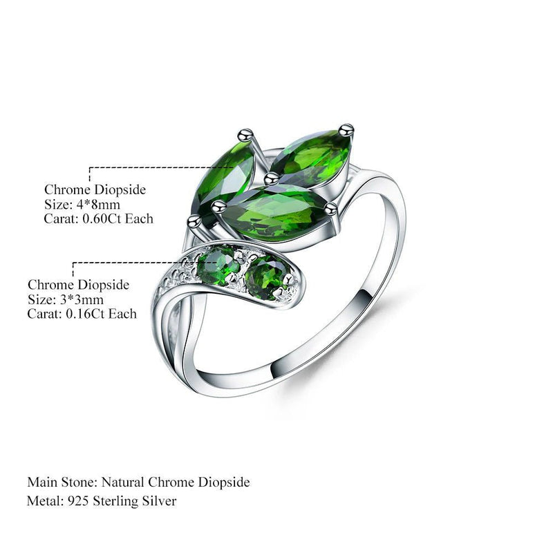 2.15Ct Natural Chrome Diopside Gemstone Ring 925 Silver