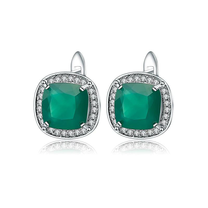 2.2ct Green Agate Clip Earrings 925 Silver