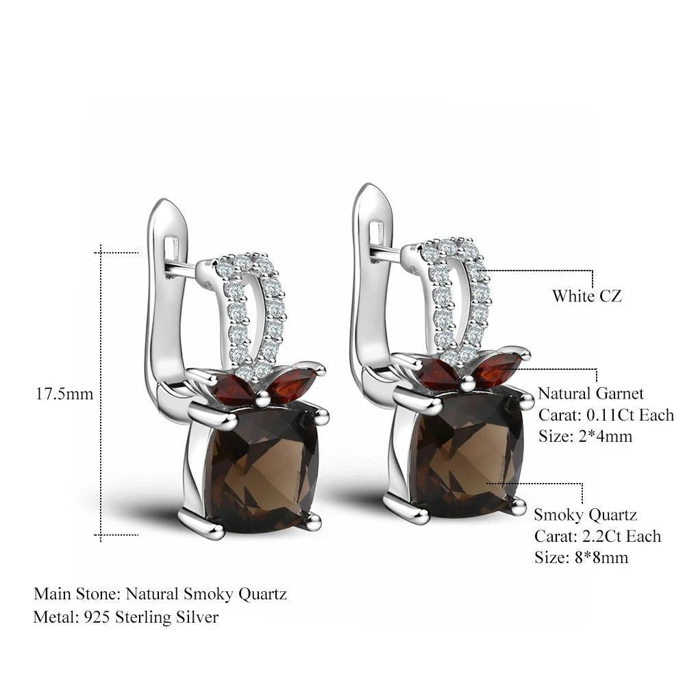 2.2ct Smoky Quartz Genuine 925 Sterling Silver Clip Earrings